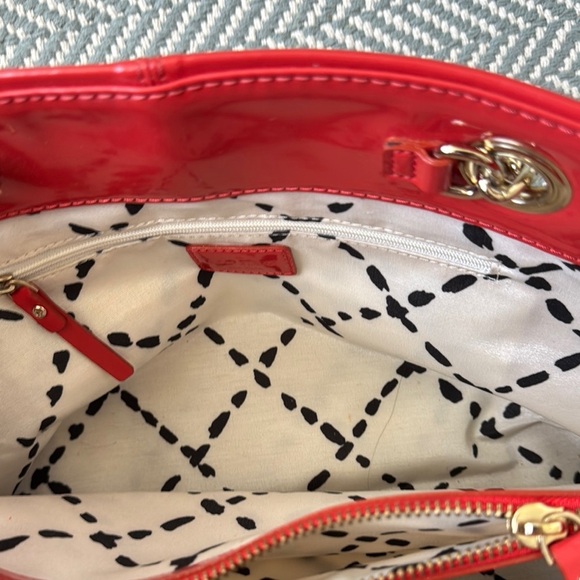 Vintage Kate Spade Orange and Gold Shoulder Bag with Glossy Finish - Picture 7 of 16